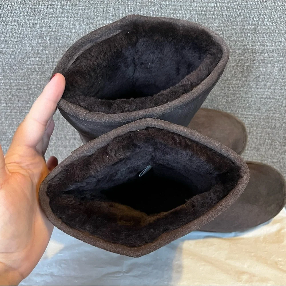 BearPaw Women’s Elle Tall Classic Brown Suede Boots Sz 11 Winter Preppy Comfort‎
